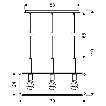 Czarna, nowoczesna lampa wisząca nad stół 33-73525 z serii FRAME - wymiary