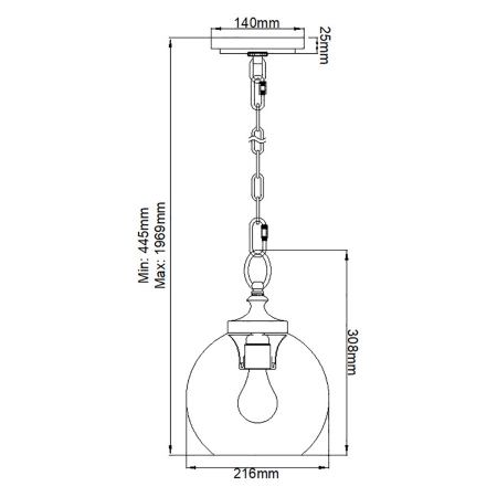 Regulowana lampa wisząca, łańcuszek FE-TABBY-P-S z serii TABBY - 2