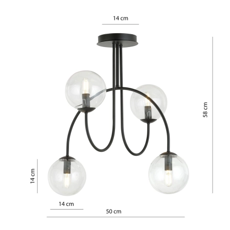 Lampa sufitowa z czterema kulistymi kloszami 1286/4A z serii ARCHI