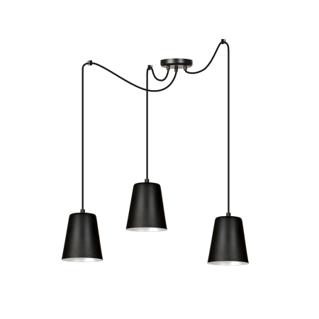 Stylowa lampa wisząca z trzema czarnymi kloszami 454/3 z serii LINK