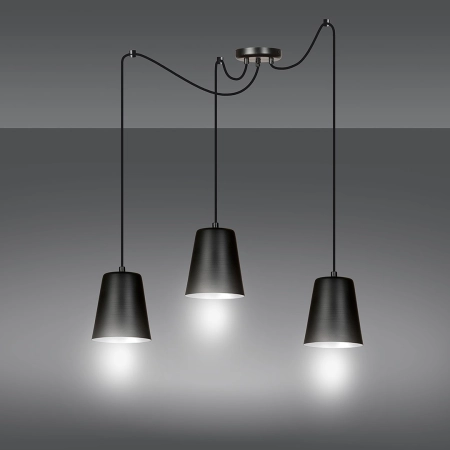 Stylowa lampa wisząca z trzema czarnymi kloszami 454/3 z serii LINK - 2