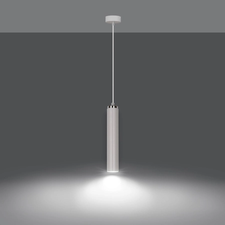 Biała pojedyncza lampa wisząca z gwintem GU10 955/1 z serii LUNA