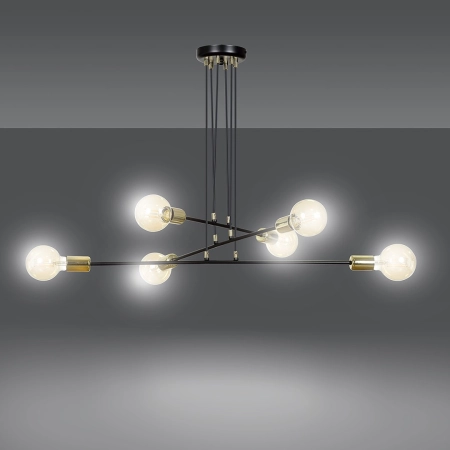 Czarno-złota lampa wisząca w stylu industrialnym 785/6 z serii VESIO - 3