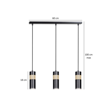 Czarna lampa wisząca z drewnianym zdobieniem 732/3 z serii AKARI - 4