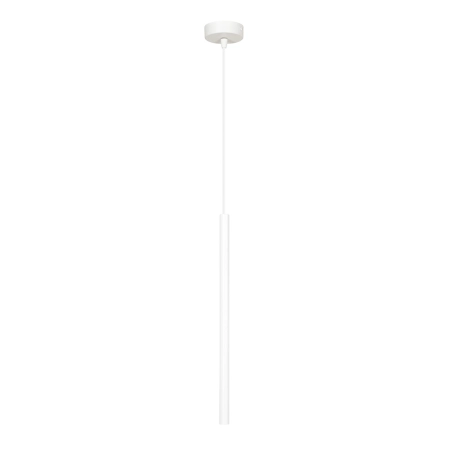 Biała lampa wisząca w kształcie długiej tuby 553/1 z serii SELTER
