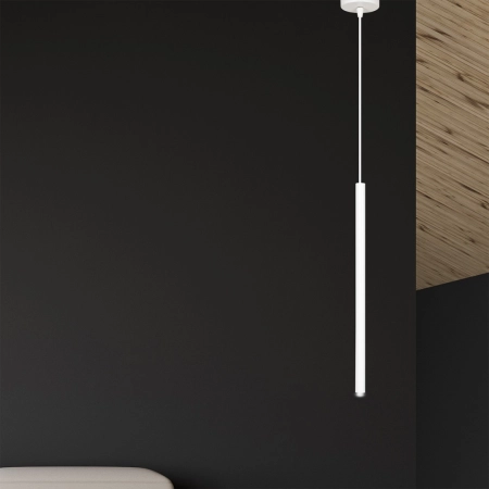 Biała lampa wisząca w kształcie długiej tuby 553/1 z serii SELTER - 7