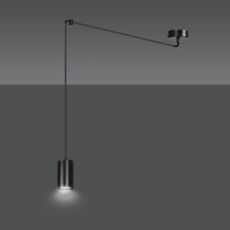 Czarna prosta lampa wisząca z regulacją wysokości 524/1 z serii TRAKER - 3