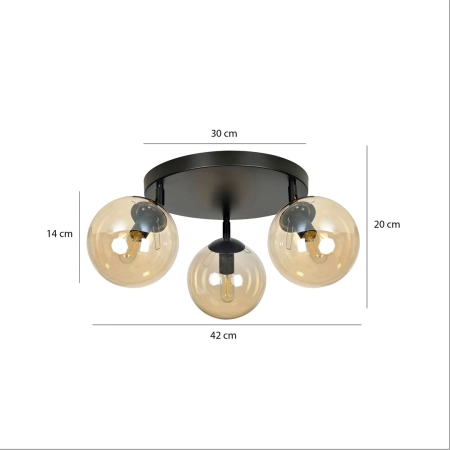 Lampa sufitowa z kloszami w kolorze miodowym 778/3APREM z serii TOFI - 8