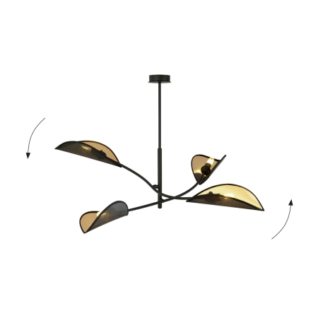 Lampa z czarno-złotymi, otwartymi abażurami 1106/4 z serii LOTUS - 3