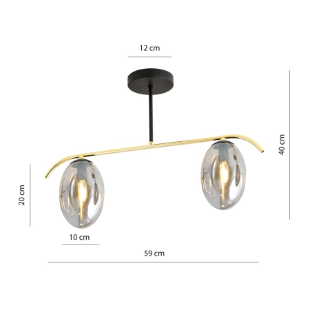Efektowna lampa sufitowa ze złotą konstrukcją 1280/2 z serii FINES - 3