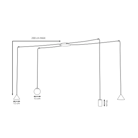 Nietuzinkowa lampa wisząca pająk 1350/4 z serii FUJI 4 GOLD - 5