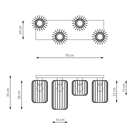 Poczwórna lampa sufitowa do salonu 1367/4 z serii BARN - 5