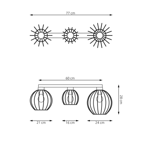 Lampa sufitowa na listwie, trzy źródła światła 1371/3 z serii NEST - 6