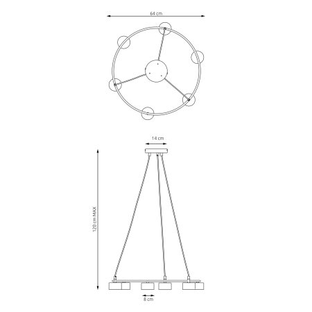 Loftowa lampa wisząca, sześć punktów świetlnych 1372/6 z serii STARLIT - 6