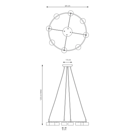 Okazała lampa wisząca do jadalni lub salonu 1372/8 z serii STARLIT - 6