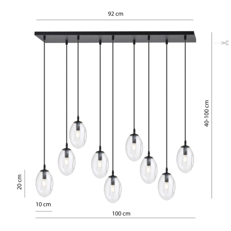 Nowoczesna lampa wisząca nad wyspę kuchenną 1265/9 z serii ASTRAL