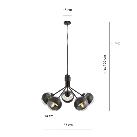 Ponadczasowa lampa wisząca z 5 kloszami 1139/5 z serii NOVA