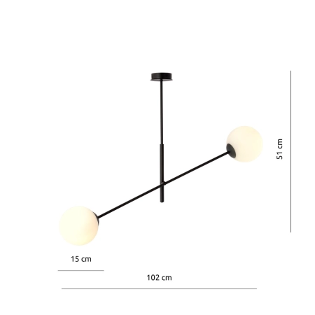 Czarna lampa sufitowa z białymi kulami 1169/2 z serii LINEAR