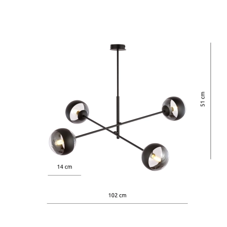 Nowoczesna lampa sufitowa z kloszami 1168/4 z serii LINEAR