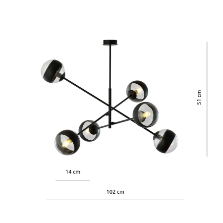 Lampa sufitowa z obrotowymi ramionami 1168/6 z serii LINEAR