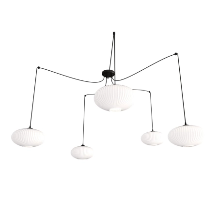 Lampa wisząca typu "pająk" z kloszami 1374/5 z serii ORIGO 5 BL OPAL