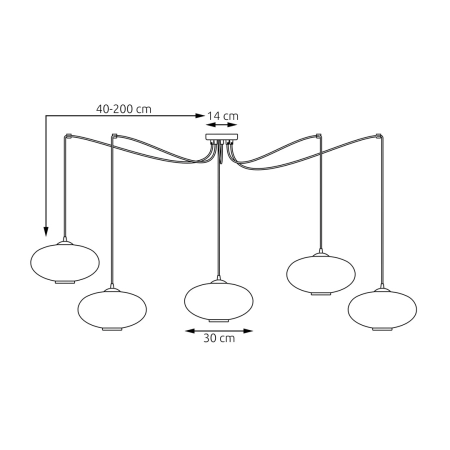 Lampa wisząca do dużego pomieszczenia 1375/5 z serii ORIGO 5 BL GRAFIT - 4