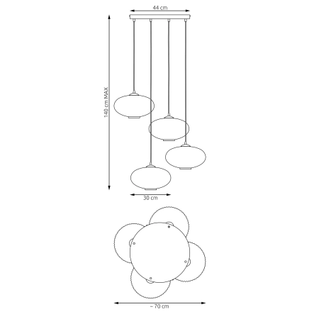 Lampa wisząca, 4 klosze 1377/4PREM z serii COCO 4 BL PREM  GRAFIT