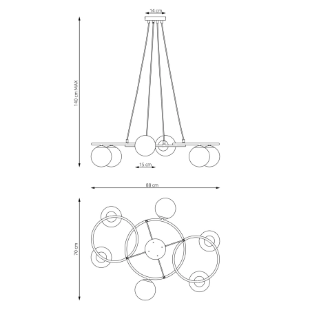 Okazała lampa wisząca z kloszami 1379/6 z serii LIBRA 6 BL OPAL - 5