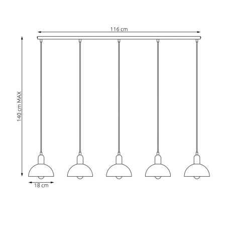 Wyjątkowa lampa wisząca, nad stół 1387/5 z serii MOTO 5 WH