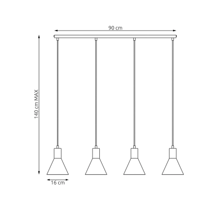 Lampa wisząca, idealna nad wyspę kuchenną 1388/4 z serii ROSA 4 BL