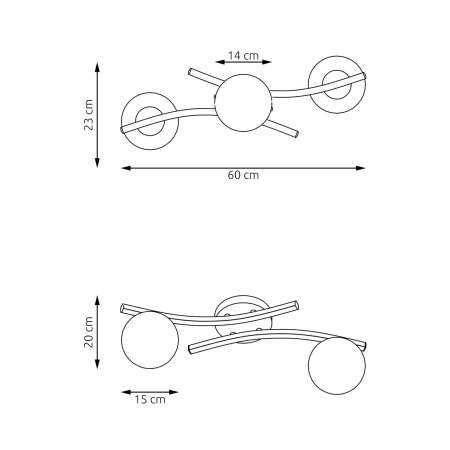 Lampa sufitowa z ozdobnymi kloszami 1391/2 z serii OPUS 2 BL GRAFIT - 7