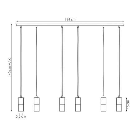 Czarna lampa nad stół lub wyspę 1407/6 z serii MELT 6 BLACK