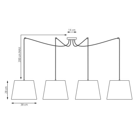 Rozłożysta, abażurowa lampa wisząca pająk 1424/4 z serii ASCOT 4 GRAY - 3