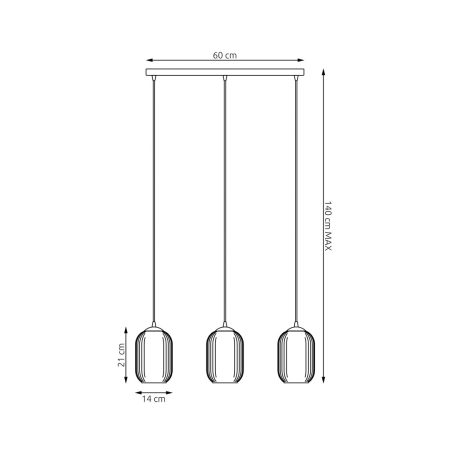 Lampa wisząca ze szklanymi kloszami 1434/3 z serii VERDI 3 BL GRAFIT