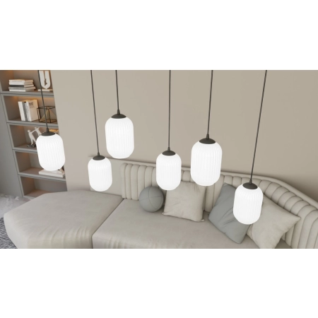 Biała lampa wisząca z kloszem 1435/1 z serii VERDI 1 BL OPAL