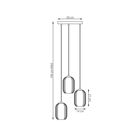 Lampa wisząca, czarno-biała 1435/3PREM z serii VERDI 3PREM BL OPAL