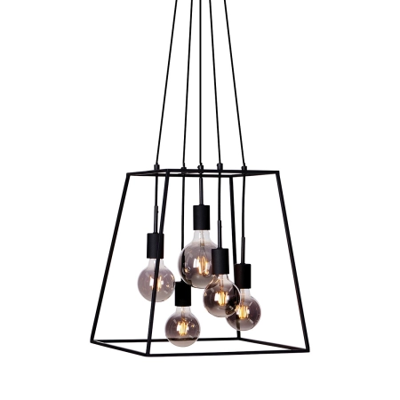 Geometryczna, czarna lampa wisząca PND-11532-5-BL z serii ALMODOVI