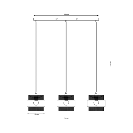 Lampa wisząca na listwie z abażurami PND-27467-3-BK-GD z serii BANS – 5