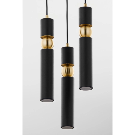 Czarno-złota, stylowa lampa wisząca JUP 2013 AL3 CZ/CZ z serii ALAS - 3