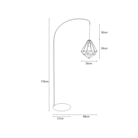 Lampa podłogowa K-4187 z serii MARKO I - wymiary