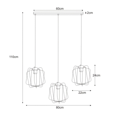 Żyrandol K-4282 z serii ALTO GRAY - wymiary