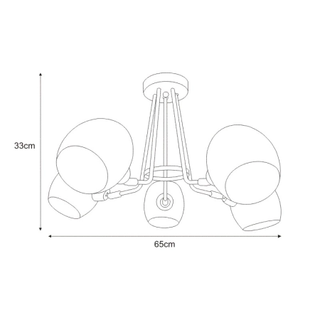 Lampa sufitowa K-JSL-1292/5 z serii ENDO - wymiary