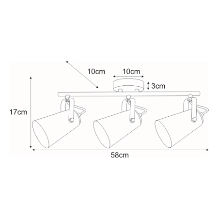 Lampa sufitowa z czarno-złotymi reflektorami K-8116 z serii NOKA - wymiary