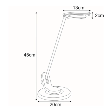 Lampka biurkowa K-BL1065 czarna z serii ALETTE - wymiary