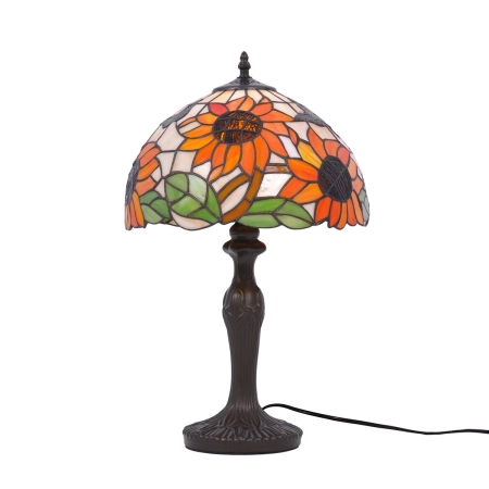 Lampa stołowa wyjątkowym, witrażowym kloszem K-G12814 z serii SUNFLOWER