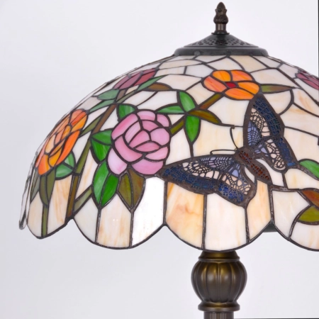 Unikalna lampa podłogowa, dekoracyjny witraż K-F16835 z serii ROSE - 2