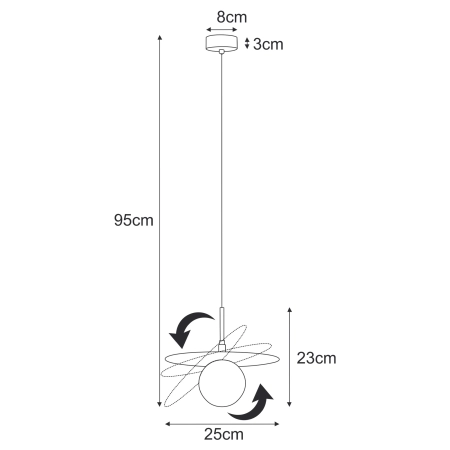 Czarna lampa wisząca z kloszem, regulowana tarcza K-5371 z serii SANTE - 3