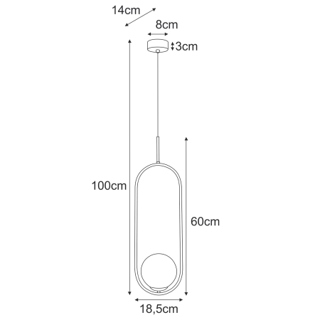 Luksusowa lampa wisząca, obręcz z kloszem K-5396 z serii RITUS - wymiary