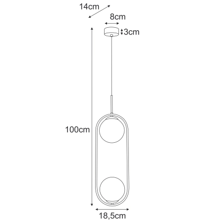 Efektowna lampa wisząca z bursztynowymi kloszami K-5397 z serii RITUS - wymiary