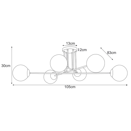 Lampa sufitowa z kloszami i złotymi elementami K-5404 z serii LUMIA - 3